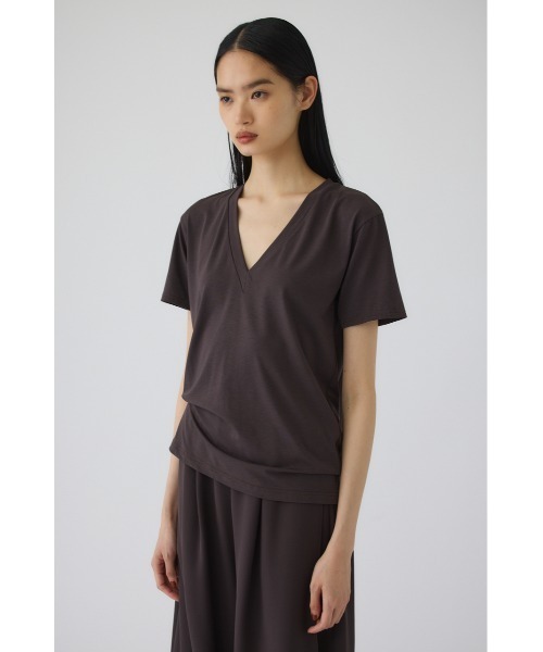RIM.ARK(リムアーク)の「Smooth texture v-neck tee(スムース テクスチャー ブイネック ティー)(Tシャツ/カットソー・レディース・ダークブラウン/ブラック/ネイビー/ホワイト・FREE)」の20枚目の写真