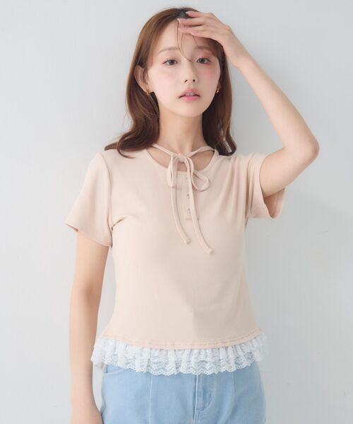 ems excite（エムズエキサイト）の「レース付ホルターショートCT（Tシャツ/カットソー・レディース・グレー系その他/ホワイト系その他/ピンク・FREE）」の10枚目の写真