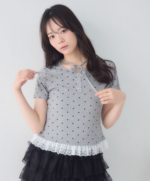 ems excite（エムズエキサイト）の「レース付ホルターショートCT（Tシャツ/カットソー・レディース・グレー系その他/ホワイト系その他/ピンク・FREE）」の14枚目の写真