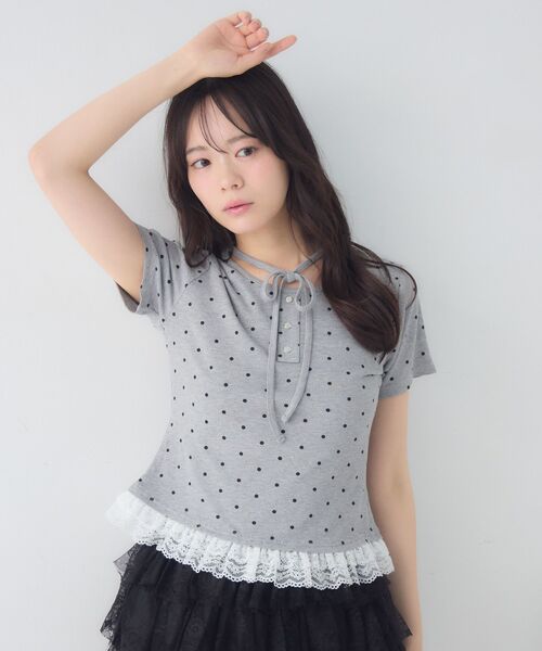 ems excite（エムズエキサイト）の「レース付ホルターショートCT（Tシャツ/カットソー・レディース・グレー系その他/ホワイト系その他/ピンク・FREE）」の15枚目の写真