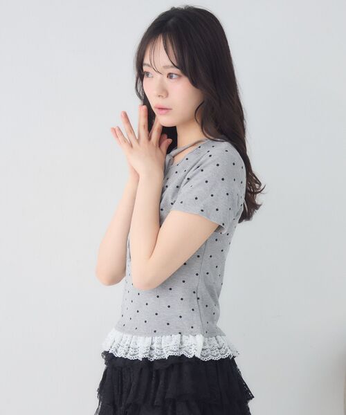 ems excite（エムズエキサイト）の「レース付ホルターショートCT（Tシャツ/カットソー・レディース・グレー系その他/ホワイト系その他/ピンク・FREE）」の16枚目の写真
