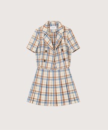 Vintage Tartan Blazer Skirt Set Up