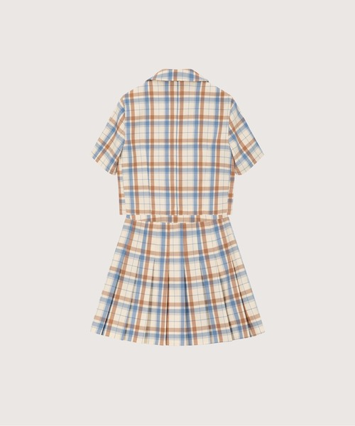 LA POMME petit(ラポミ・プチ)の「Vintage Tartan Blazer Skirt Set Up(セットアップ・レディース・ベージュ・SMALL/MEDIUM)」の2枚目の写真