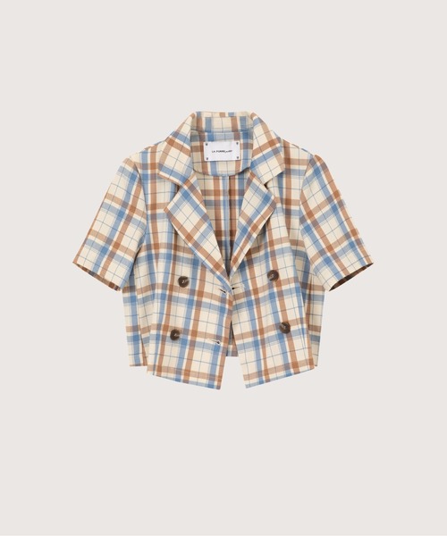 LA POMME petit(ラポミ・プチ)の「Vintage Tartan Blazer Skirt Set Up(セットアップ・レディース・ベージュ・SMALL/MEDIUM)」の3枚目の写真