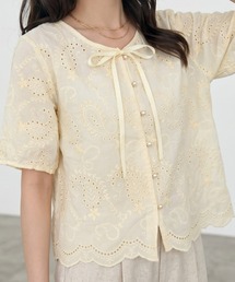 スカラップ」に該当するレディースのシャツ/ブラウス（イエロー/黄色系