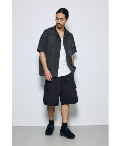 AZUL by moussy(アズールバイマウジー)の「ヴィンテージウォッシュ開襟シャツ(シャツ/ブラウス・メンズ・ブラック/ブルー・LARGE/MEDIUM)」の5枚目の写真