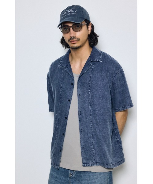 AZUL by moussy(アズールバイマウジー)の「ヴィンテージウォッシュ開襟シャツ(シャツ/ブラウス・メンズ・ブラック/ブルー・LARGE/MEDIUM)」の12枚目の写真