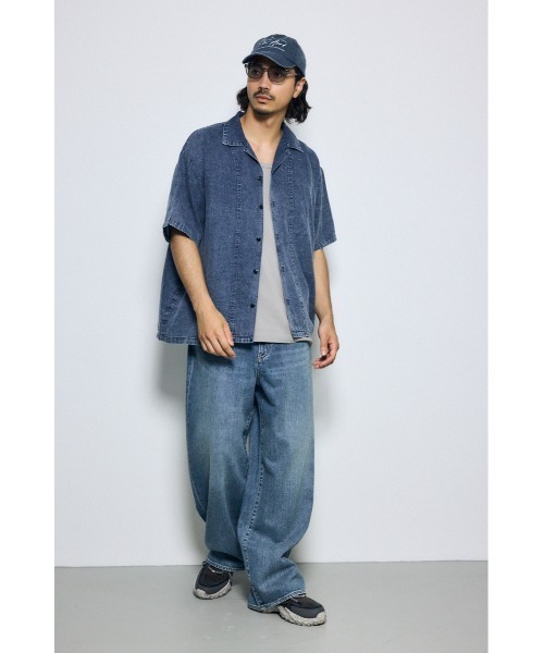 AZUL by moussy(アズールバイマウジー)の「ヴィンテージウォッシュ開襟シャツ(シャツ/ブラウス・メンズ・ブラック/ブルー・LARGE/MEDIUM)」の14枚目の写真
