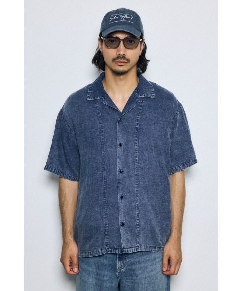 AZUL by moussy(アズールバイマウジー)の「ヴィンテージウォッシュ開襟シャツ(シャツ/ブラウス・メンズ・ブラック/ブルー・LARGE/MEDIUM)」の15枚目の写真