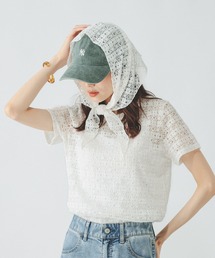 GLOBAL WORK | シャーリングレース半袖プルオーバー/901404(Tシャツ/カットソー)