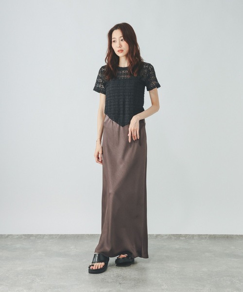 GLOBAL WORK(グローバルワーク)の「シャーリングレース半袖プルオーバー/901404(Tシャツ/カットソー・レディース・オフホワイト/ブラック/ライトブルー・MEDIUM/LARGE)」の8枚目の写真