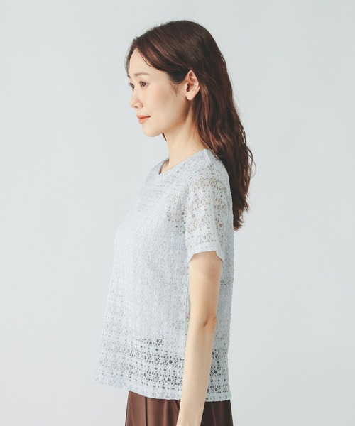GLOBAL WORK(グローバルワーク)の「シャーリングレース半袖プルオーバー/901404(Tシャツ/カットソー・レディース・オフホワイト/ブラック/ライトブルー・MEDIUM/LARGE)」の18枚目の写真
