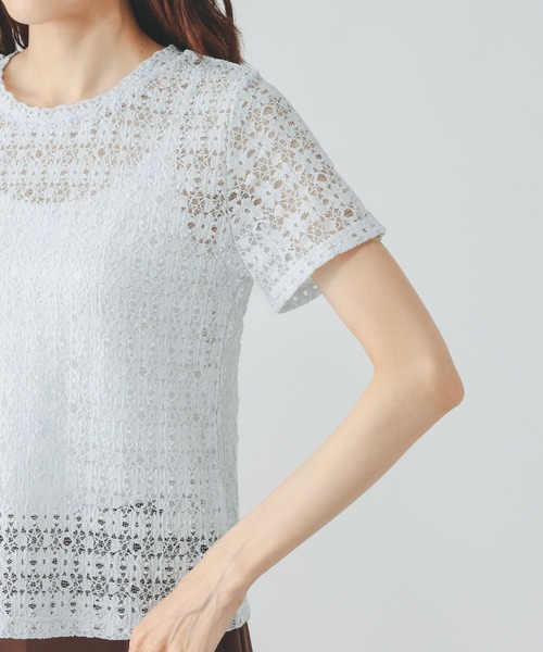 GLOBAL WORK(グローバルワーク)の「シャーリングレース半袖プルオーバー/901404(Tシャツ/カットソー・レディース・オフホワイト/ブラック/ライトブルー・MEDIUM/LARGE)」の22枚目の写真