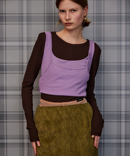 MAISON SPECIAL(メゾンスペシャル)の「Layered Sheer Top/レイヤードシアーTOP(Tシャツ/カットソー・レディース・ブラウン/ホワイト/ブラック/ライム・FREE)」の1枚目の写真