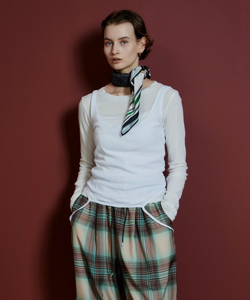 MAISON SPECIAL(メゾンスペシャル)の「Layered Sheer Top/レイヤードシアーTOP(Tシャツ/カットソー・レディース・ブラウン/ホワイト/ブラック/ライム・FREE)」の2枚目の写真