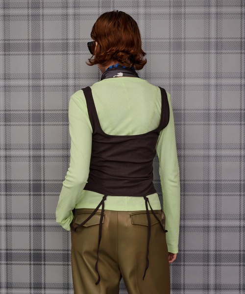 MAISON SPECIAL(メゾンスペシャル)の「Layered Sheer Top/レイヤードシアーTOP(Tシャツ/カットソー・レディース・ブラウン/ホワイト/ブラック/ライム・FREE)」の7枚目の写真