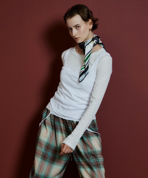 MAISON SPECIAL(メゾンスペシャル)の「Layered Sheer Top/レイヤードシアーTOP(Tシャツ/カットソー・レディース・ブラウン/ホワイト/ブラック/ライム・FREE)」の8枚目の写真