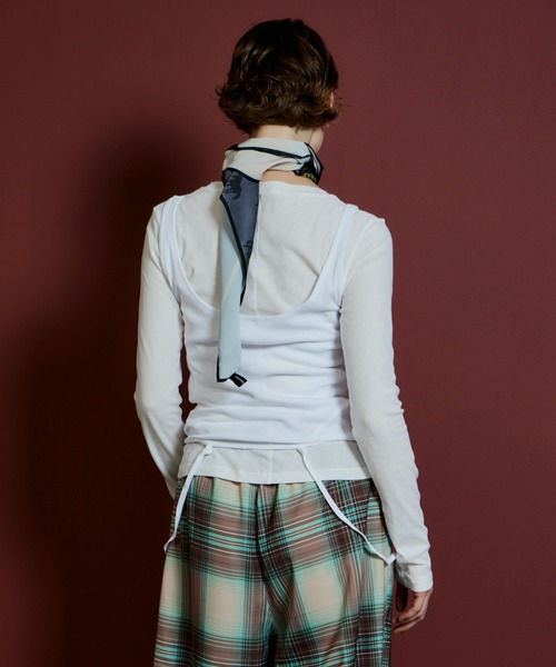 MAISON SPECIAL(メゾンスペシャル)の「Layered Sheer Top/レイヤードシアーTOP(Tシャツ/カットソー・レディース・ブラウン/ホワイト/ブラック/ライム・FREE)」の9枚目の写真