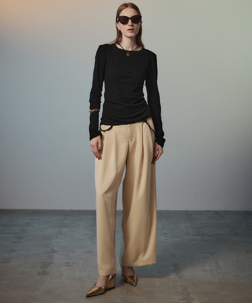 MAISON SPECIAL(メゾンスペシャル)の「Layered Sheer Top/レイヤードシアーTOP(Tシャツ/カットソー・レディース・ブラウン/ホワイト/ブラック/ライム・FREE)」の16枚目の写真