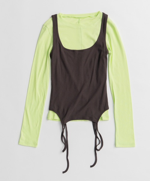 MAISON SPECIAL(メゾンスペシャル)の「Layered Sheer Top/レイヤードシアーTOP(Tシャツ/カットソー・レディース・ブラウン/ホワイト/ブラック/ライム・FREE)」の22枚目の写真