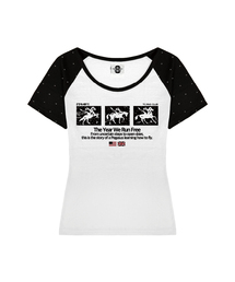 RUN FREE Uネックドットラグランスリムフィット半袖Tシャツ 4 COLORS