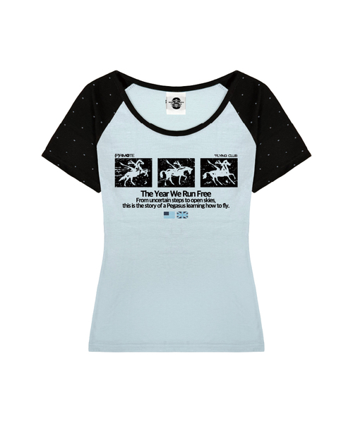 PRIMATE（プライメイト）の「RUN FREE Uネックドットラグランスリムフィット半袖Tシャツ 4 COLORS（Tシャツ/カットソー・レディース・ブラウン/ピンク/ブルー/ホワイト・SMALL/MEDIUM）」の3枚目の写真