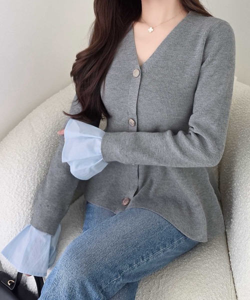 mily bilet（ミウィビレット）の「【mily bilet】着るだけで叶う、メリハリ美人♪レイヤード風ペプラムカーディガン（カーディガン/ボレロ・レディース・ネイビー/グレー/ホワイト・LARGE/X-LARGE/MEDIUM/SMALL）」の17枚目の写真