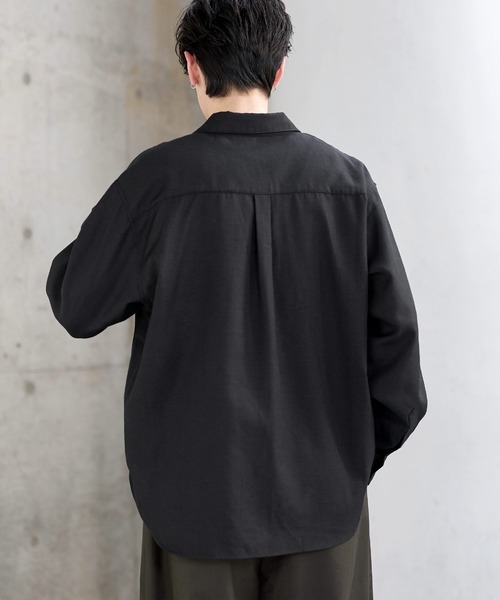 ASTRONOMY(アストロノミー)の「【防しわ】Wool Blend Relaxed-Fit Skipper Shirt(シャツ/ブラウス・メンズ・チャコール/ブラック/ブラウン/ネイビー・XL/L/S/M)」の8枚目の写真