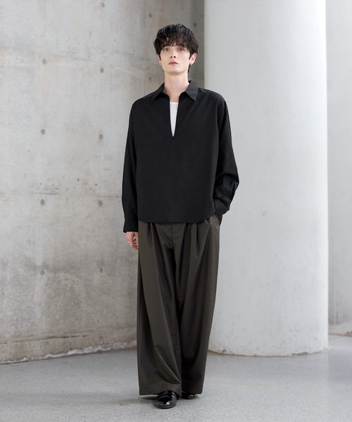 ASTRONOMY(アストロノミー)の「【防しわ】Wool Blend Relaxed-Fit Skipper Shirt(シャツ/ブラウス・メンズ・チャコール/ブラック/ブラウン/ネイビー・XL/L/S/M)」の9枚目の写真