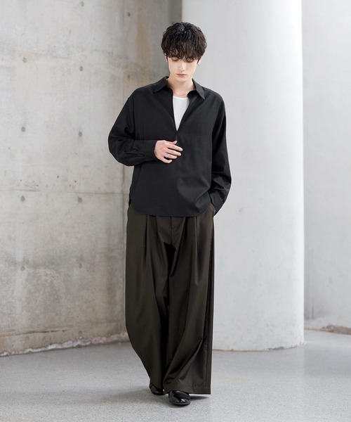 ASTRONOMY(アストロノミー)の「【防しわ】Wool Blend Relaxed-Fit Skipper Shirt(シャツ/ブラウス・メンズ・チャコール/ブラック/ブラウン/ネイビー・XL/L/S/M)」の10枚目の写真