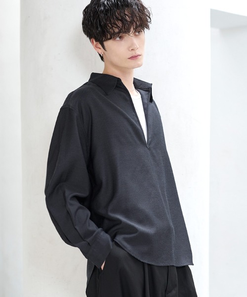 ASTRONOMY(アストロノミー)の「【防しわ】Wool Blend Relaxed-Fit Skipper Shirt(シャツ/ブラウス・メンズ・チャコール/ブラック/ブラウン/ネイビー・XL/L/S/M)」の14枚目の写真