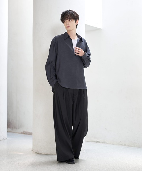 ASTRONOMY(アストロノミー)の「【防しわ】Wool Blend Relaxed-Fit Skipper Shirt(シャツ/ブラウス・メンズ・チャコール/ブラック/ブラウン/ネイビー・XL/L/S/M)」の17枚目の写真