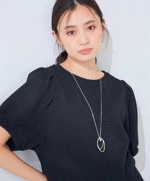 a.v.v(アーヴェヴェ)の「ポコポコトップス(Tシャツ/カットソー・レディース・ホワイト/ブラック・40/36/38)」の2枚目の写真