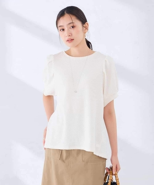 a.v.v(アーヴェヴェ)の「ポコポコトップス(Tシャツ/カットソー・レディース・ホワイト/ブラック・40/36/38)」の10枚目の写真
