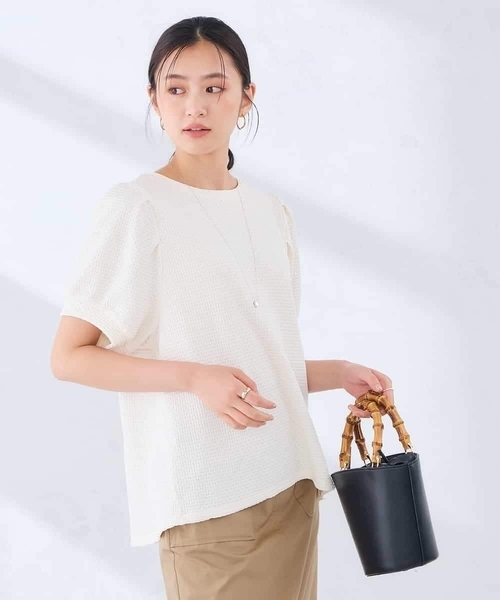 a.v.v(アーヴェヴェ)の「ポコポコトップス(Tシャツ/カットソー・レディース・ホワイト/ブラック・40/36/38)」の11枚目の写真