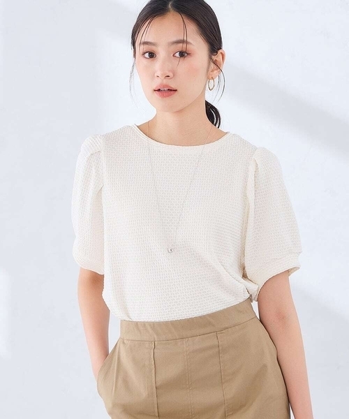 a.v.v(アーヴェヴェ)の「ポコポコトップス(Tシャツ/カットソー・レディース・ホワイト/ブラック・40/36/38)」の12枚目の写真