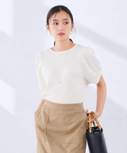 a.v.v(アーヴェヴェ)の「ポコポコトップス(Tシャツ/カットソー・レディース・ホワイト/ブラック・40/36/38)」の13枚目の写真