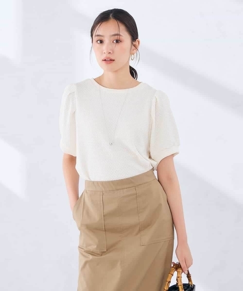 a.v.v(アーヴェヴェ)の「ポコポコトップス(Tシャツ/カットソー・レディース・ホワイト/ブラック・40/36/38)」の14枚目の写真