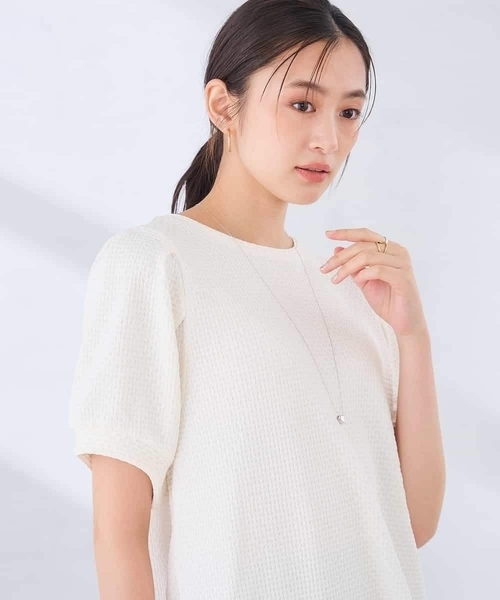 a.v.v(アーヴェヴェ)の「ポコポコトップス(Tシャツ/カットソー・レディース・ホワイト/ブラック・40/36/38)」の6枚目の写真