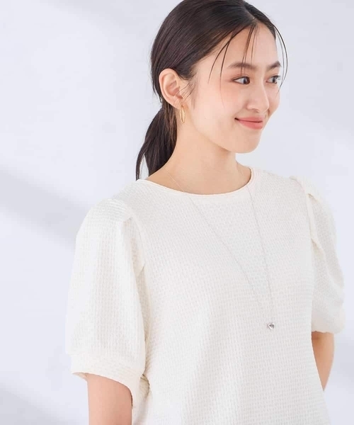a.v.v(アーヴェヴェ)の「ポコポコトップス(Tシャツ/カットソー・レディース・ホワイト/ブラック・40/36/38)」の7枚目の写真