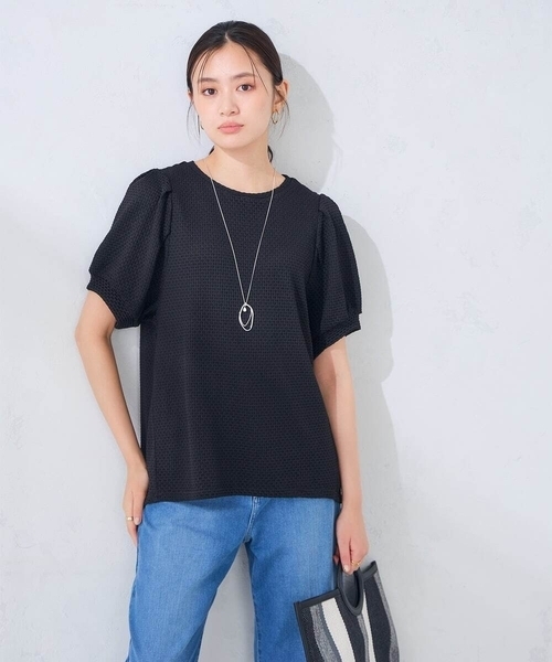 a.v.v(アーヴェヴェ)の「ポコポコトップス(Tシャツ/カットソー・レディース・ホワイト/ブラック・40/36/38)」の8枚目の写真