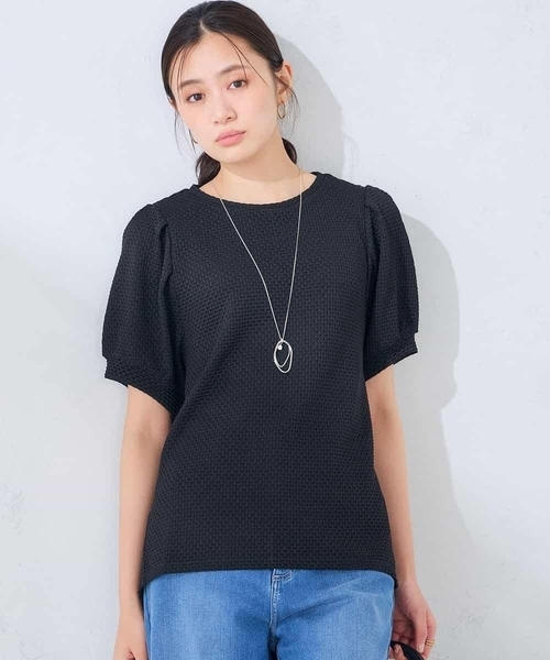 a.v.v(アーヴェヴェ)の「ポコポコトップス(Tシャツ/カットソー・レディース・ホワイト/ブラック・40/36/38)」の9枚目の写真