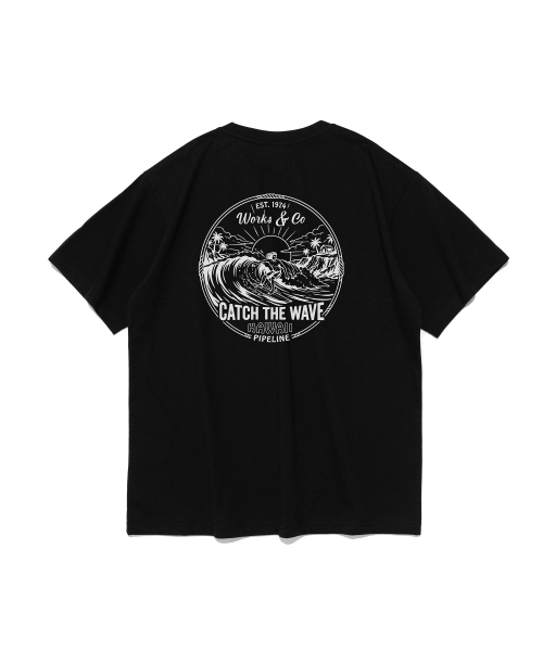 WORKS & CO.(ワークス アンド コー)の「サーフアップウェーブ半袖Tシャツ(ブラック)(Tシャツ/カットソー・レディース・その他・2XL/X-LARGE/SMALL/LARGE/MEDIUM)」の5枚目の写真
