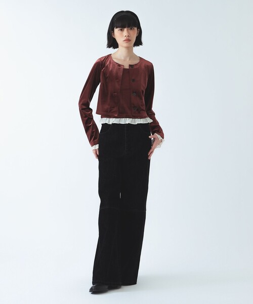 Ray BEAMS(レイビームス)の「ベロア タンクトップ セット カーディガン(アンサンブル・レディース・ブラック/ダークブラウン・ONE SIZE)」の3枚目の写真