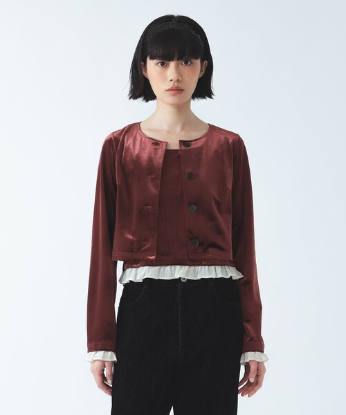 Ray BEAMS(レイビームス)の「ベロア タンクトップ セット カーディガン(アンサンブル・レディース・ブラック/ダークブラウン・ONE SIZE)」の7枚目の写真