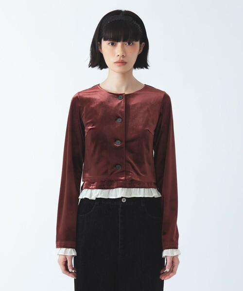 Ray BEAMS(レイビームス)の「ベロア タンクトップ セット カーディガン(アンサンブル・レディース・ブラック/ダークブラウン・ONE SIZE)」の8枚目の写真