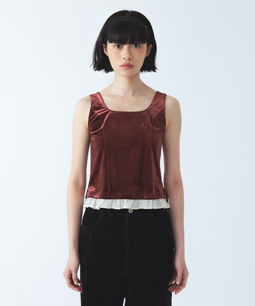 Ray BEAMS(レイビームス)の「ベロア タンクトップ セット カーディガン(アンサンブル・レディース・ブラック/ダークブラウン・ONE SIZE)」の14枚目の写真