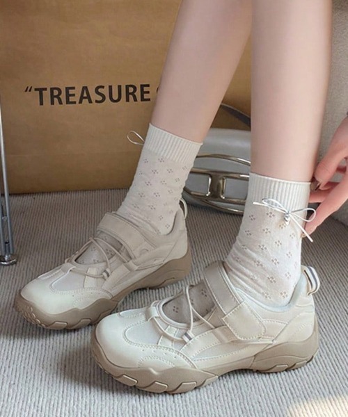 Miniministore(ミニミニストア)の「厚底メリージェーンスニーカーバレエコア靴(スニーカー・レディース・ベージュ/ブルーグレー/アイボリー・23.0cm/23.5cm/24.0cm/24.5cm/22.5cm)」の5枚目の写真