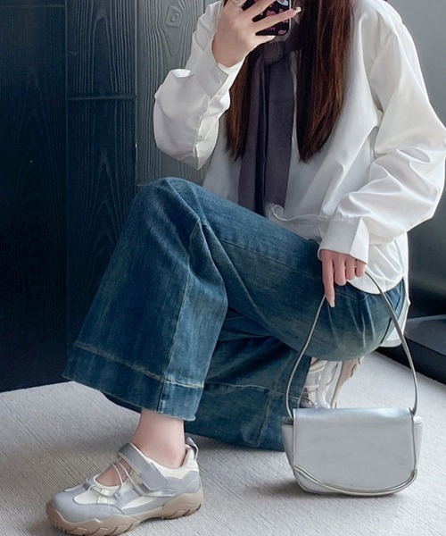 Miniministore(ミニミニストア)の「厚底メリージェーンスニーカーバレエコア靴(スニーカー・レディース・ベージュ/ブルーグレー/アイボリー・23.0cm/23.5cm/24.0cm/24.5cm/22.5cm)」の14枚目の写真