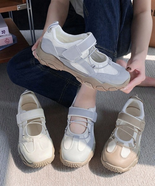 Miniministore(ミニミニストア)の「厚底メリージェーンスニーカーバレエコア靴(スニーカー・レディース・ベージュ/ブルーグレー/アイボリー・23.0cm/23.5cm/24.0cm/24.5cm/22.5cm)」の17枚目の写真